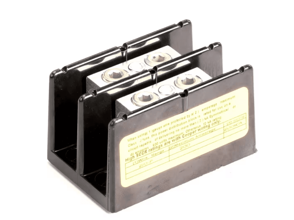 Pitco P5047302 Terminal Block, 2 Pole, 175 Amp, 600 Volt, Black